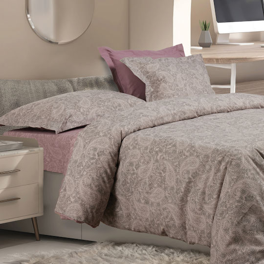 Das Home 5438 Σετ Σεντόνια Ημίδιπλα με Λάστιχο 120x200+35εκ. Grey, Lilac (3τμχ)