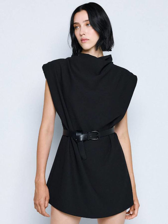 Sommer Mini Abendkleid Drapierung Schwarz 54-3050-Schwarz