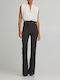 Women's High-waisted Fabric Trousers Flared Black