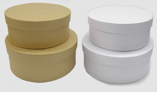 Round Paper Box for Gift White 2pcs