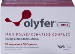 Virtus Pharma Olyfer Iron Polysaccharide Complex 150mg 30 Capsules Virtus Pharma Olyfer Iron Polysaccharide Complex 150mg 30 Capsules