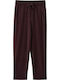 Women's Fabric Trousers with Elastic Straight Line Dark Bordeaux