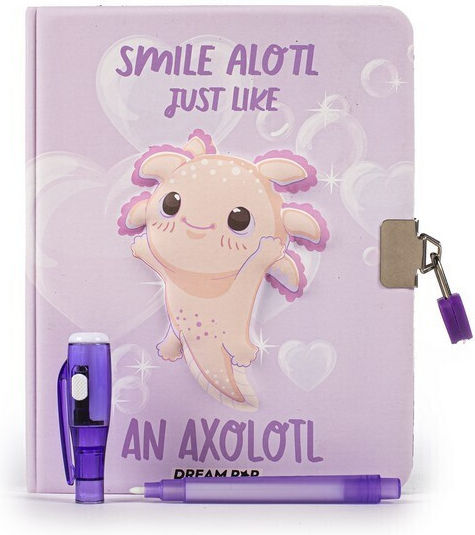 Tri-Coastal Design Axolotl Caiet cu Suport pentru Stilou și Lacăt