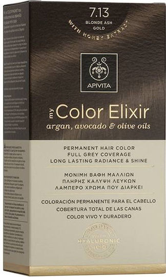 Apivita My Color Elixir Βαφή Μαλλιών Χωρίς Αμμωνία 7.13 Ξανθό Σαντρέ Μελί