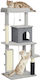 Pawhut Tall Multi-Level Cat Tree 132 cm House Bed Scratching Posts Brush Ball Gray D30-842v01lg