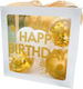 Cutie Balon Flippy Temă De Ziua De Naștere Design Script La Mulți Ani Balon Aurii Albe Panglică Inclus Contur Alb Transparent 30x30 Cm