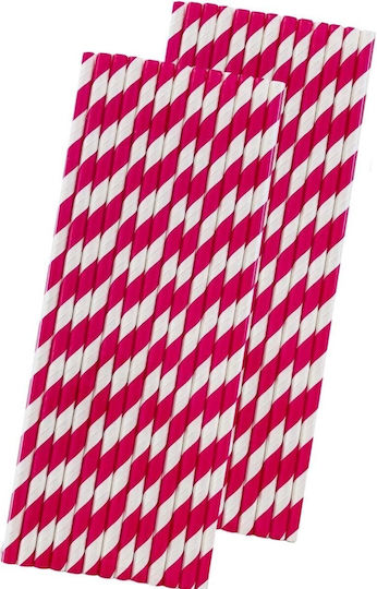 Set 16 Strohhalme Flippy Weihnachten Tisch Papier 19,7 Cm Weiß-Rot