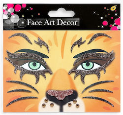 Temporary Face Sticker Flippy Makeup Face Art Halloween Theater Lion Design Orange