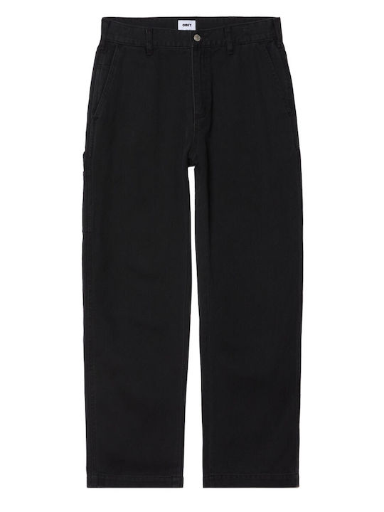 Obey Men's Jeans Pants Black Faded Wash