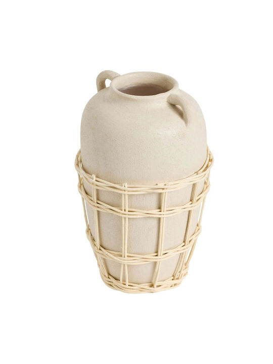 Vase Grand 371ctf1101 16x16x26cm Cremes Rattan Keramik