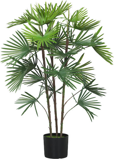 Homcom Artificial Palm Tree 90 cm 24 Green Plastic Leaves Pot Diameter Ø16.5x13.5 cm 830-984v00gn