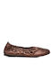 Georgia Leather Women's Ballerina Shoes in Gold Color