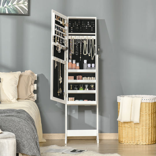 HomCom Floor Mirror with White Wooden Frame