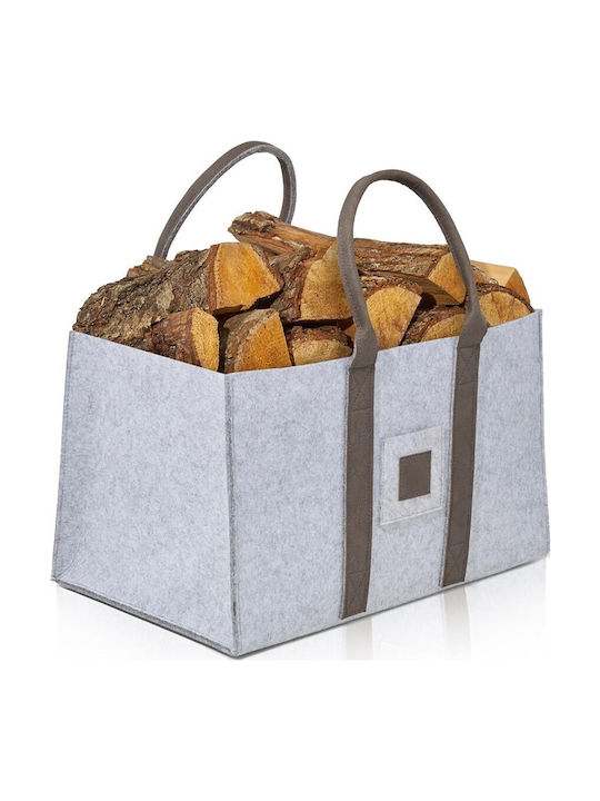 Fabric Basket Wood Storage 50x34x32cm Gray