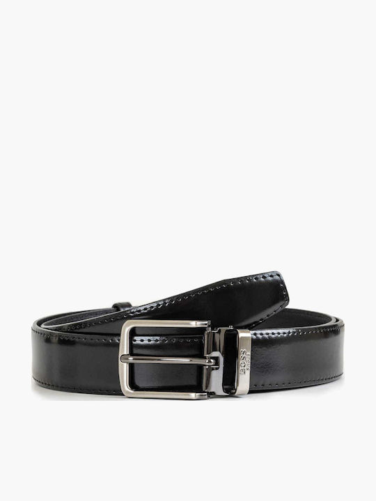 Men's Belt Leather Knitted Black
