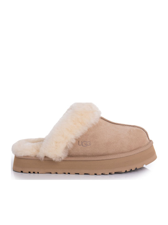 UGG Disquette Κλειστές Γυναικείες Παντόφλες Μπεζ