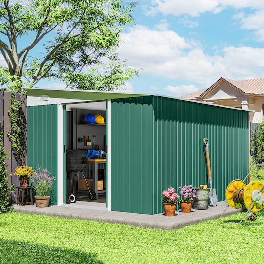 Metallic Garden Shed Galvanized Green with Air Vents M3.45xW2.8xH2m