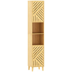 HomCom Ντουλάπι Μπάνιου 32x30x170cm Φυσικό Ξύλο