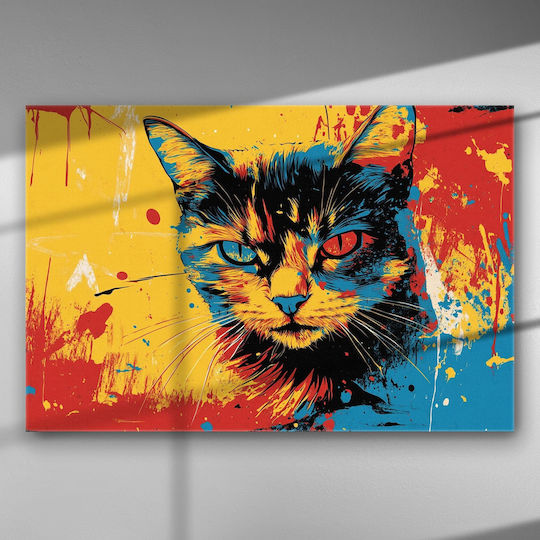 Ζωηρό Πορτραίτο Γάτας – Πίνακας Καμβά-100 X 67cm