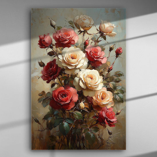 Blumenstrauß Rosen – Gemälde Segeltuch 67 x 45cm