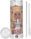 Koupakoupa Capybara Bubble Tea Glass Thermos St...