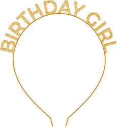 Banda Pentru Cap "Birthday Girl" Aurie Cu Sclipici
