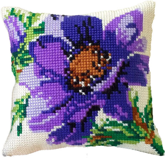 Kit Μαξιλαρι Κεντημα Λουλουδι Μωβ 35x35 Gobelinl 01.134