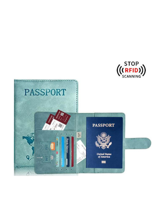 ID- und Reisepasshüllen RFID Blockierende Brieftasche Reisetasche Pu Leder Magnetverschluss Hüllen Für Mehrere Karten Geldbörse Offenes Blau