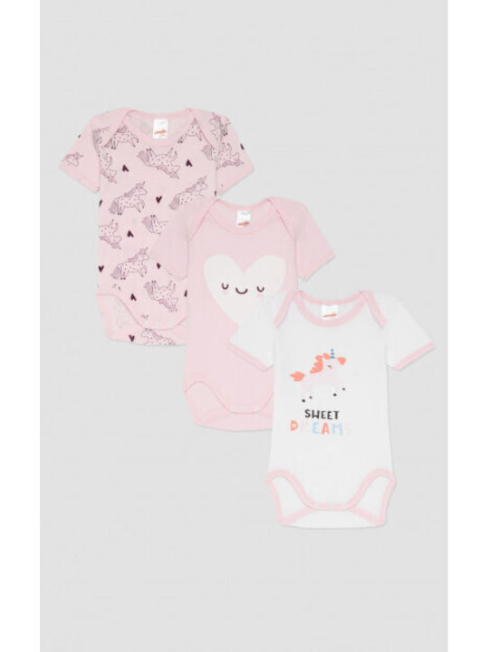 Minerva Unicorns Kurzärmelig White-pink 3Stück