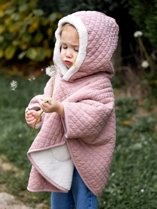 Παιδικό Casual Μπουφάν Μακρύ με Κουκούλα Blush Vintage Pink