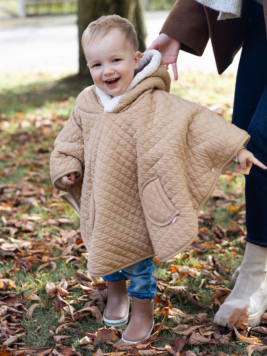Kids Casual Coat Long Hooded Blush Beige