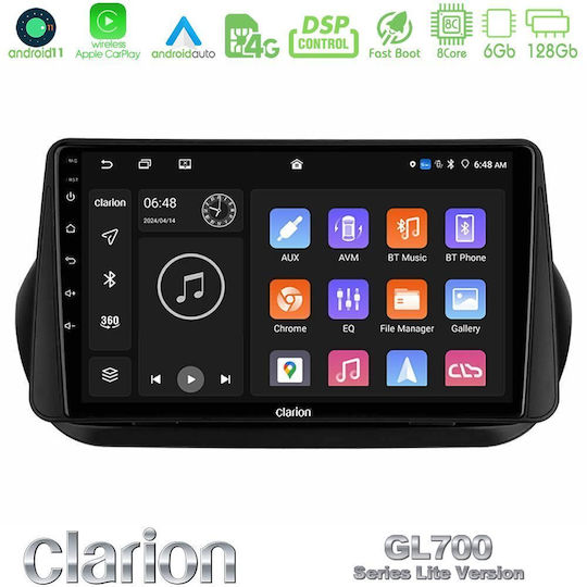 Clarion Car Audio System for Peugeot Bipper Fiat Fiorino / Qubo Citroen Nemo 2008 (Bluetooth/USB/WiFi/GPS/Apple-Carplay/Android-Auto) with Touch Screen 10"