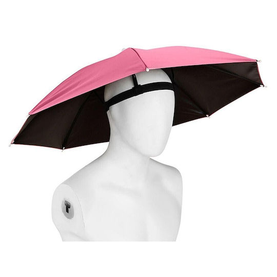 Head Umbrella Flippy 69 Cm Diameter Elastic Headband Uv Rain Protection Fuchsia