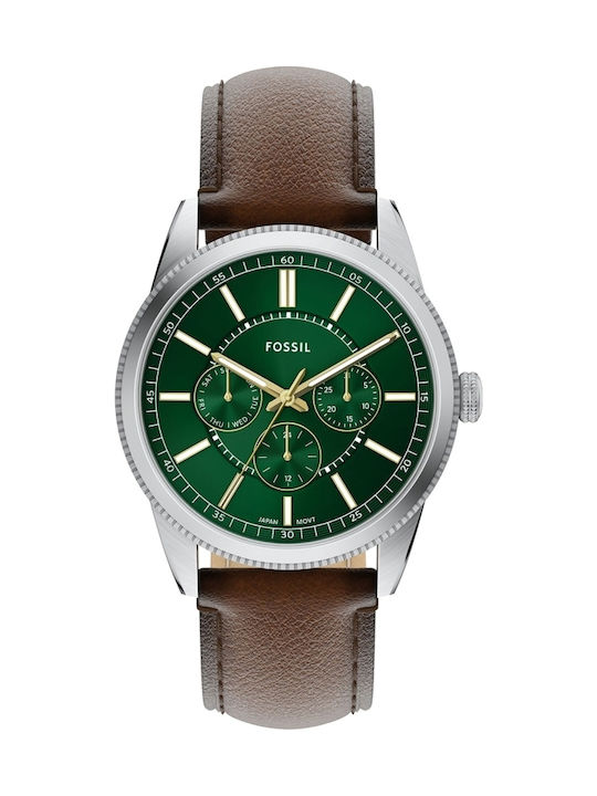 Fossil Multifunction Ceas Barbatesc 42mm cu Baterie cu Brățară din Metal Maro
