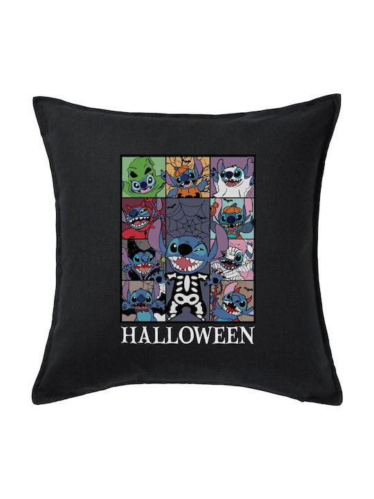 Stitch Halloween Μαξιλάρι Καναπέ Μαύρο 100% Βαμβάκι Περιέχεται Γέμισμα 50x50cm