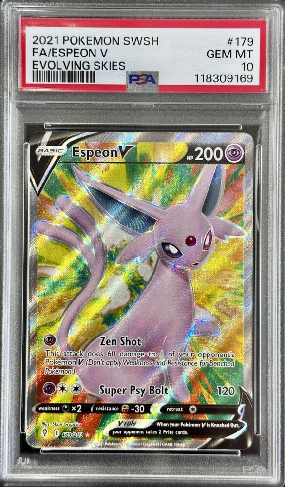 Espeon V Evolving Skies English 2021 #179/203 PSA Gem MT 10