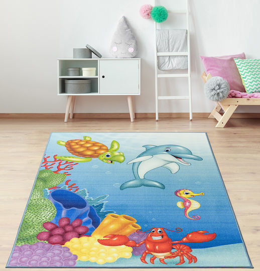 Kids Rug Playroom Aegean Blue 133x190