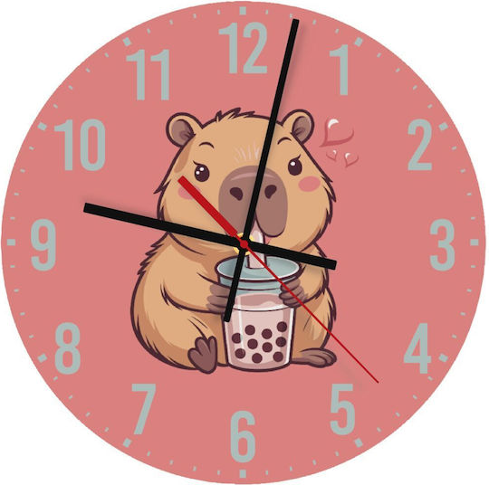 Koupakoupa Παιδικό Ρολόι Τοίχου Capybara Bubble Tea Ξύλινο 30εκ.