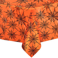 Plastic Orange Spiderweb Party Tablecover