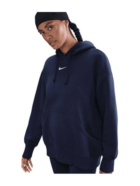 Nike Γυναικείο Φούτερ με Κουκούλα Μπλε