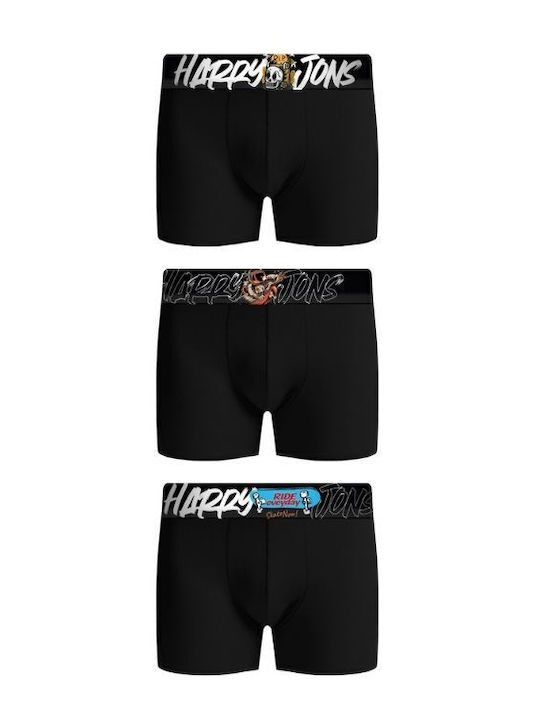 Herren Boxershorts Black mit Mustern 3Packung