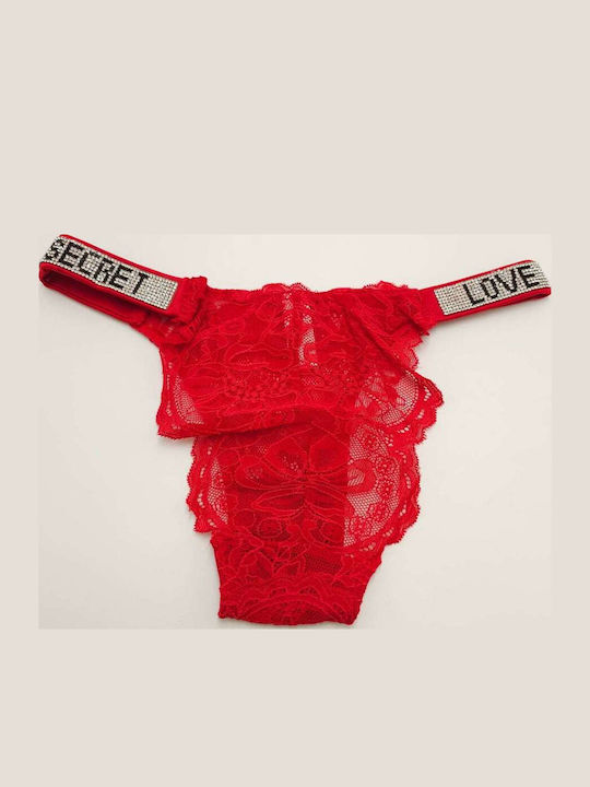 Heat Underwear Дамско Бразилско с дантела Red