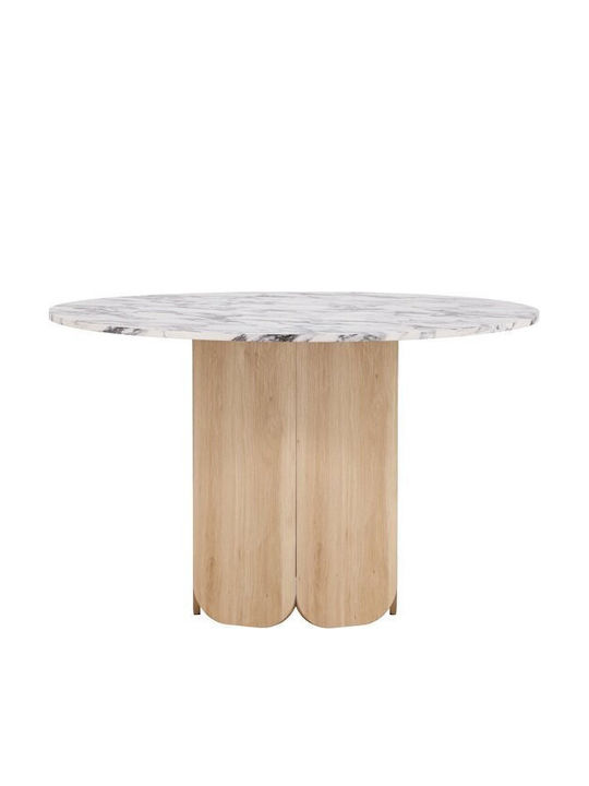 Dallas 4894 Round Table Dining Room with Marble Surface Light Brown, Grey Marble 75x75cm