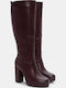 Damenstiefel mit Gummizug Burgundisch