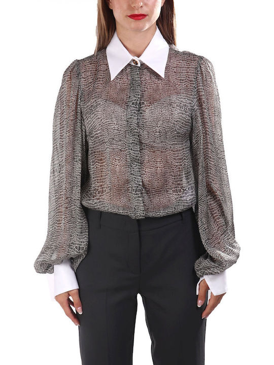 Elisabetta Franchi Damen-Bodysuit Slim Fit Animal Print Schwarz-Weiß