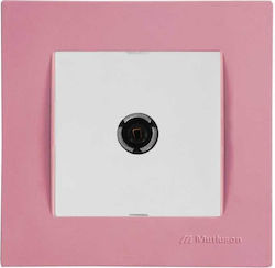 Rita Pink Frame White Tile TV Aerial Socket