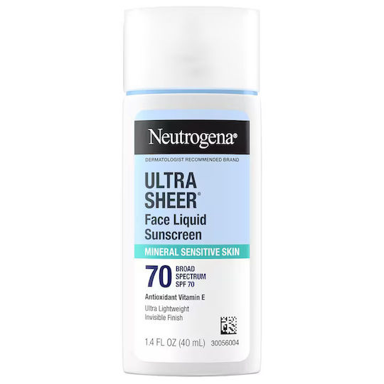 Neutrogena Ultra Sheer Face Liquid Wasserdicht Sonnenschutz Gesicht SPF70 40ml