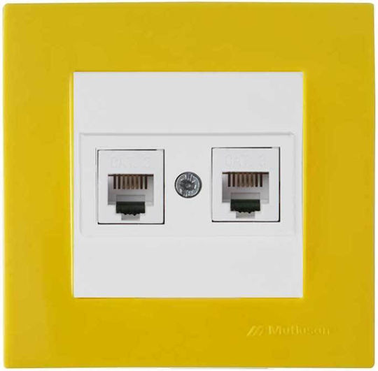 Rita Gelbe Netzwerksteckdose Weißes Panel-Plate Data Rj45 C6 Doppelter