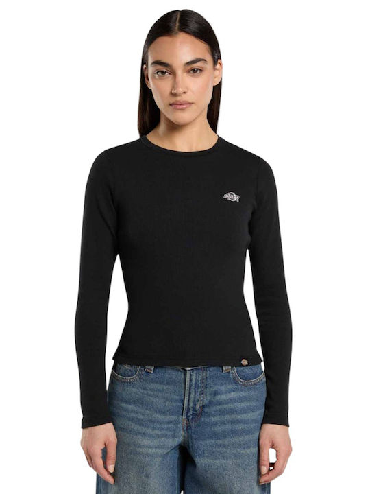 Gladeville Summer Women's Cotton Blouse Long Sleeve Black