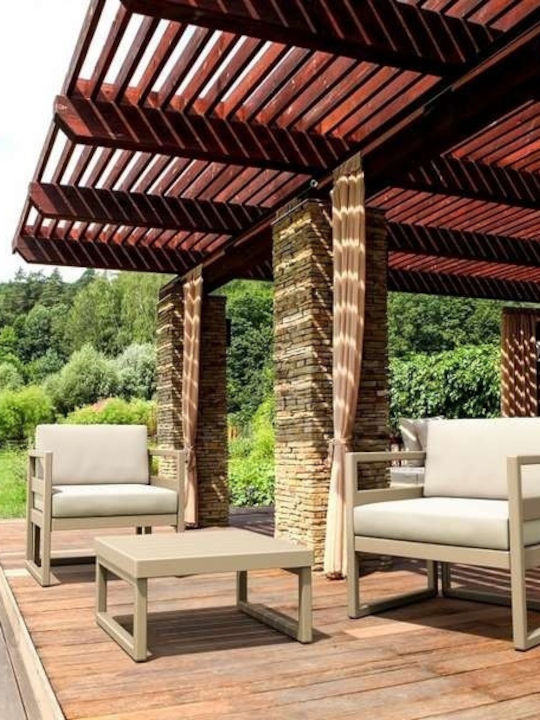 Outdoor-Stuhl Hölzernes Mykonos Ecru mit Kissen